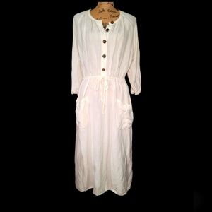 midi v neck a line dress White V-Neck Sleeveless Midi Floral Beaded A-line Dress main image 1